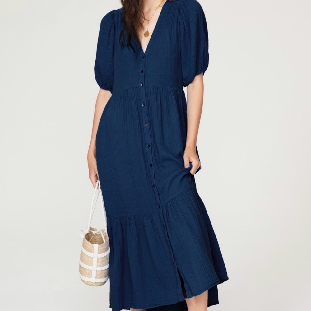 Xirena Lennox Navy Blue Midi Dress - Medium